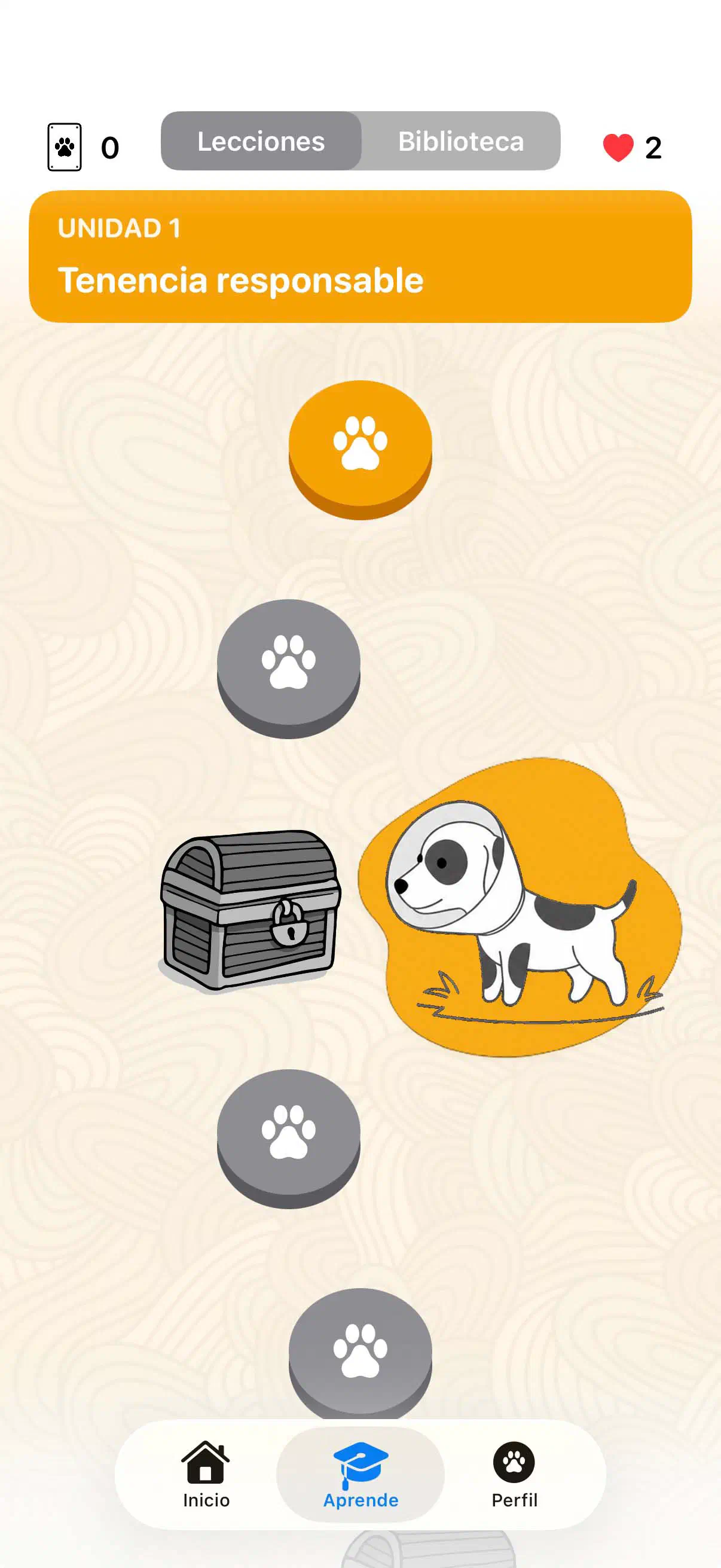 Pantalla de lección en app de Yoiko