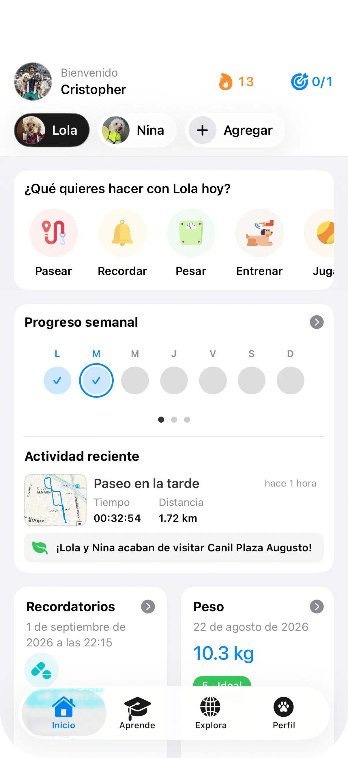 Pantalla principal de la app de Yoiko